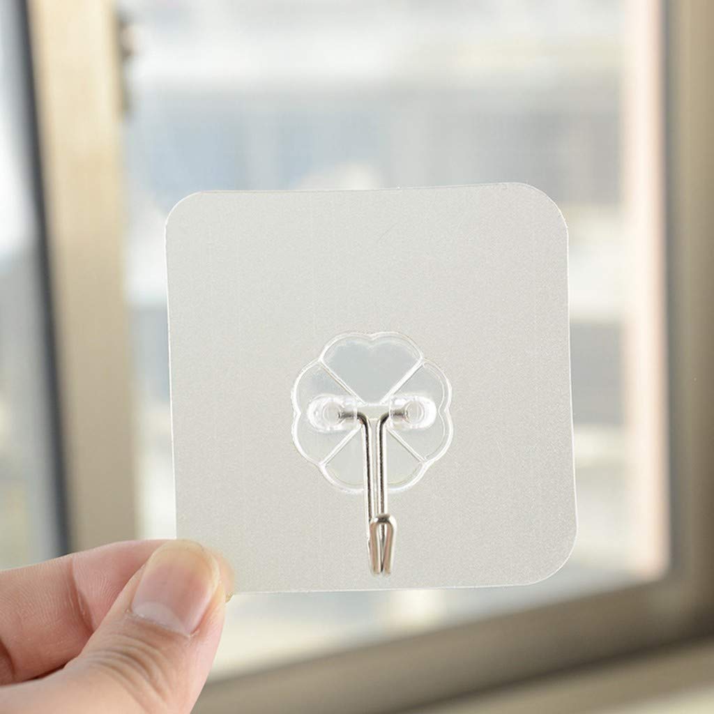 MineMine 40 Crochet adhésif réutilisable Crochets Transparents Auto-adhésifs Charge Portant 6kg Plastique Crochet Collant Fort pour Chambre Salle de Bain Cuisine Porte Murale frigo plafonnier