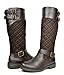 DREAM PAIRS INTRUDER Women's Winter Quilted Zipper Buckles Accent Riding Knee High Boots