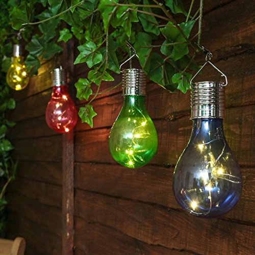 Waterproof Solar Powered Led Bulb Lights, Outdoor Garden Camping Hanging LED Light Lamp Bulb (One Size, Green)