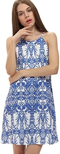 Floerns Women's Summer Spaghetti Strap Boho Dress Blue M