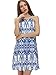 Floerns Women's Tribal Print Sleeveless Halter Neck Shift Mini Tank Dress Blue S