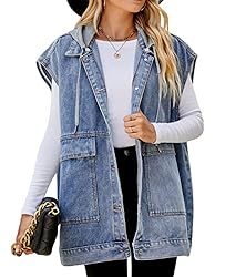PAODIKUAI Women's Denim Vest Mid Long Jean Vest