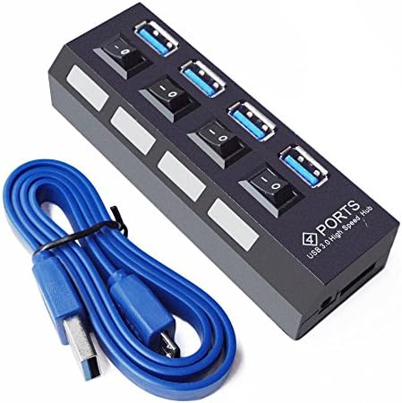 USB 3.0 Hub , YouDuo 4 Port Super Speed Data Hub With Power Switches and LED indicates