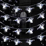 Angela&Alex White String Lights, 16.4 ft White Lights Battery Powered 40 LED Lights Valentine's Day Decoration Waterproof Wapiti Lights, 8 Modes for Indoor/Outdoor Fence Garden Party Decorations