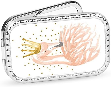 Compact Mirror, [New Version] Customized Portable Folding Travel Mirror Double Sides with 2x &amp;1x Magnification Round Pocket Makeup Mirror for Cosmetic Beauty - Pink Flamingo