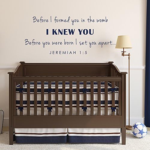Before I Formed You in the Womb Christian Scripture Wall Decal - Baby Nursery Wall Decal (34x14" King Blue)