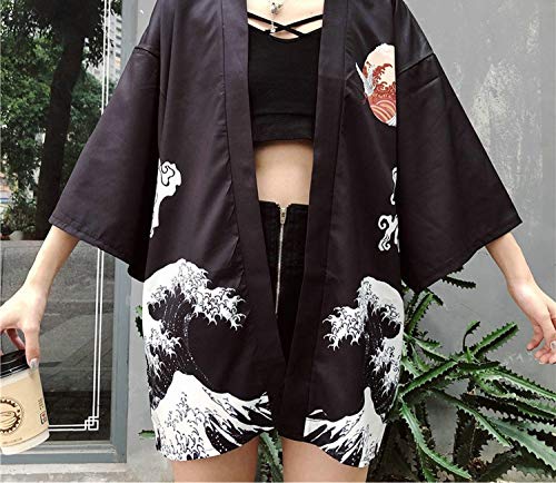 Kimonos Woman Japanese Kimono Cardigan Cosplay Shirt Blouse for Women Beach Kimono Q721,1,One Size