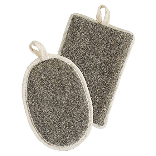 Natural Elements Body & Face Scrubs, Flaxseed and Charcoal, Deep Exfoliating Face and Body Sponges