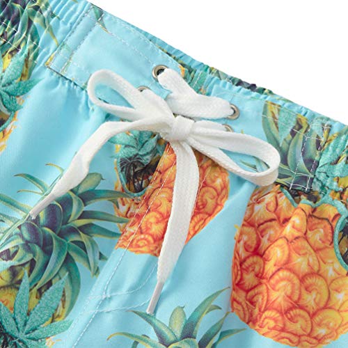 BFUSTYLE Toddler Boy Quick Dry Rash Guard Swim Trunks Mesh Lining Swimwear Green Blue Pineapple Glasses Printing Cute Beach Shorts Waterproof Surf Board Short Pants for Kids Boys 5-6 Years Old