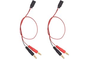 OliYin Futaba Style Receiver Plug to 4mm Banana Connector Battery Charge Lead Adapter 30cm Cable(Pack of 2)