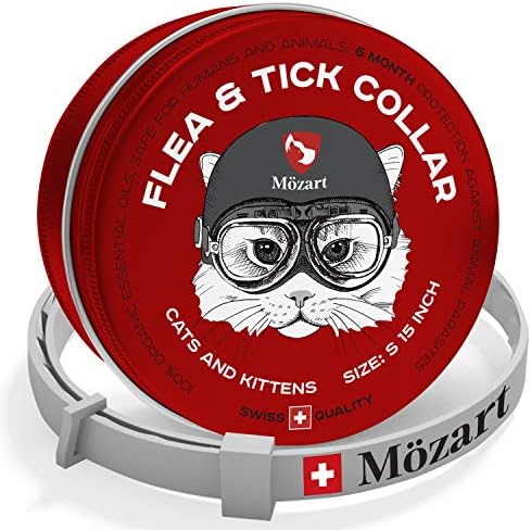 Flea and Tick Collar for Cats - Swiss Quality - Safe & Eco-Friendly - Hypoallergenic Natural Essential Oils - Flea Tick Mosquito Prevention Pets - 6 Month Protection - Waterproof Flea Collar