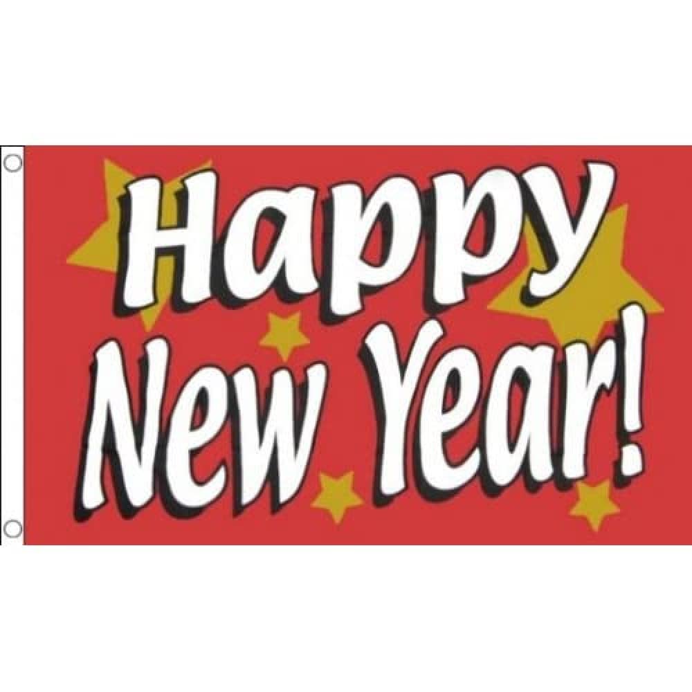 AZ FLAG - Happy New Year Flag - 3x5 Ft - 100D Polyester New Year Party Banner with Two Metal Grommets - Fade Resistant - Vivid Colors - 3' x 5' Feet - 150x90 Cm