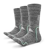 Petrala Hiking Socks Womens Mens No Blister Thick Padded Cotton Heavy Cushion Thermal Grey Sock for Trekking Outdoor 3 Pack