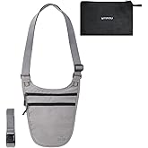 Crossbody Money Belt for Travel Women & Men Hidden, Travel Wallet Pouch - Slim Passport Holde, RFID Blocking Neck Wallet Under Clothes to Protect Cash, Credit Cards and Documents (GRAY)