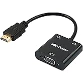 Anbear HDMI to VGA with Audio Adapter, Gold-Plated VGA to HDMI Adapter1080P Video Converter Male to Female with 3.5mm Audio P