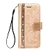 Cellularvilla Shiny Diamond Bling Glitter [Credit Card Holder Slot] Protective Pu Leather Wallet Case Cover Compatible with Apple iPhone 6 / iPhone 6s - Gold