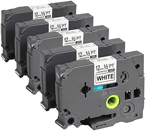 Royplus 5 Pack Compatible Brother P-touch TZe231 TZ231 Label Tape 12mm Black on White Laminated, 0.47 Inch X 26.2 ft Tapes Compatible for Brother Label Maker Printer