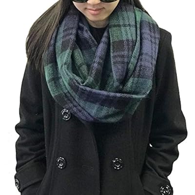 Wrapables Plaid Print Winter Infinity Scarf, Blue and Green Wrapables Plaid Print Winter Infinity Scarf, Blue and Green