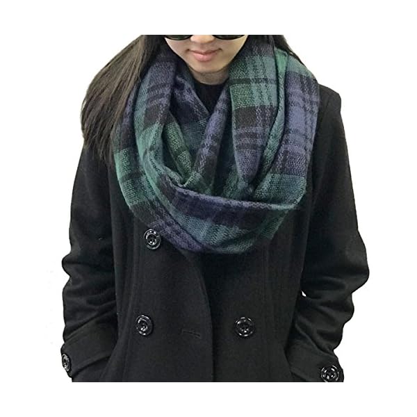 Wrapables Plaid Print Winter Infinity Scarf, Blue and Green | Buy