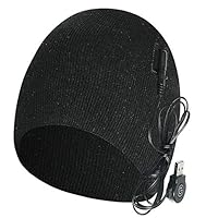 S28esong Heated Hat,Men Women Winter Solid Skiing KnitRechargeable Electric Warm Heated Hat, Heated Beanie Hat,Winter Heated Fleece Cap