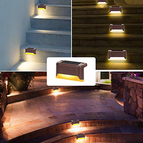 INCX Solar Deck Lights, 16 Pcs Solar Powered Step Dock Lights Outdoor Waterproof Lighting for Railings, Patio, Stair, Yard, Path and Driveway (Warm White)