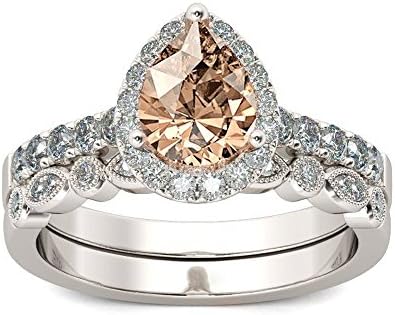 Pocciol Diamond Rings, 2-in-1 Newly Lady Zirconia Ring Creative Set Ring Accessories Engagement Ring