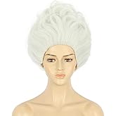 VGbeaty Adult Women Short Wavy White Synthetic Halloween Cosplay Costume Anime Wig