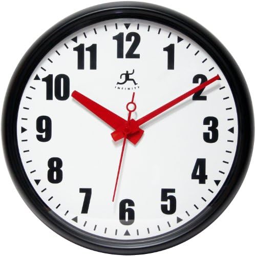 15 inch Impact Round Non-Ticking Silent Battery Operated Easy to Read Clock for Office, Classroom, School, Black