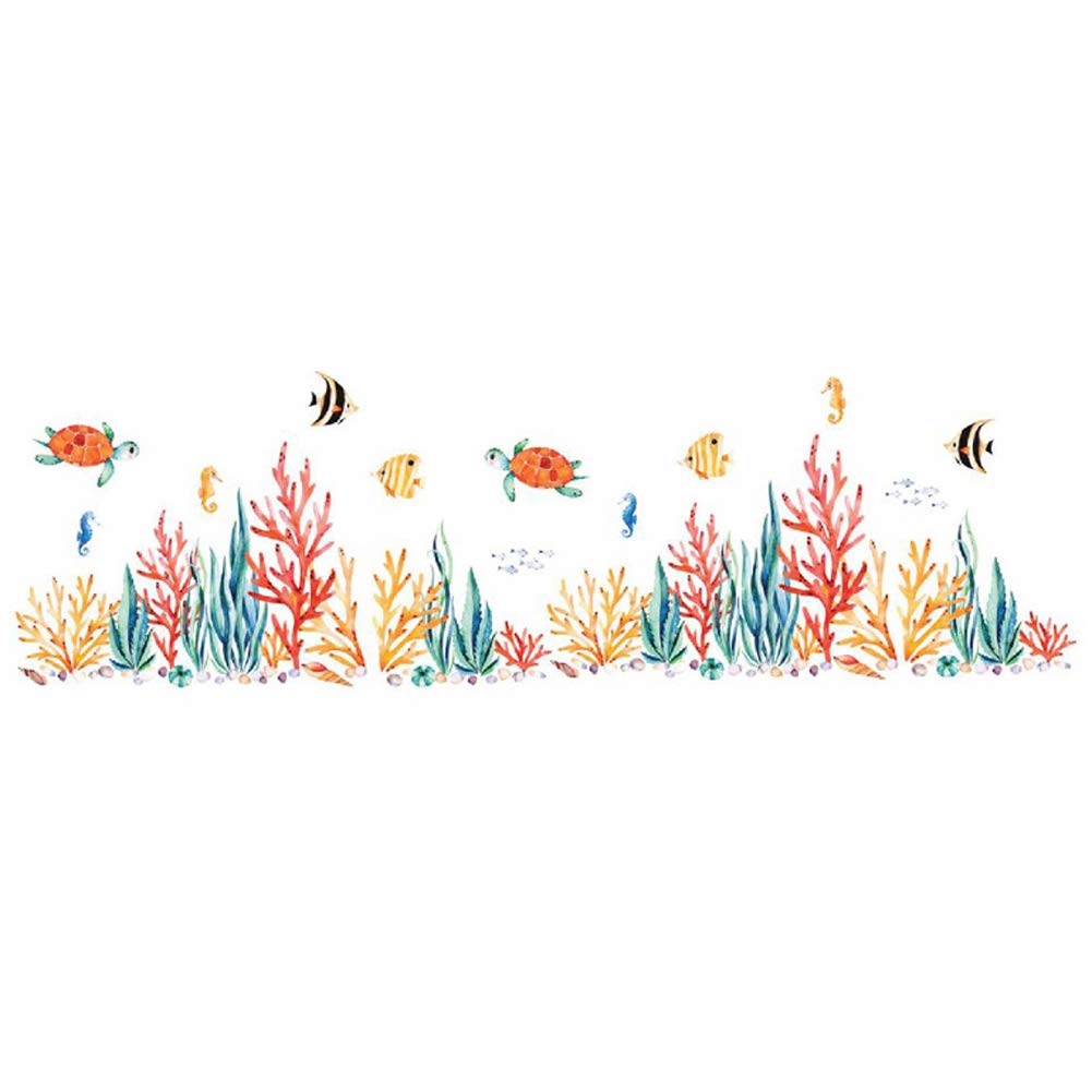 Water Grass Coral Fish Turtle Wall Border Lining Sticker Decal for Home Decor
