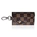 6 Ring Key Case for Men Holder Wallet for Women Leather Small Mini Credit Card Holder Plaid Bag Purse Pouch Key Chain (Brown)