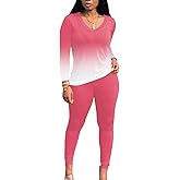 PINSV Women's Tracksuits 2 Piece Outfits Sweatsuits Long Sleeve Top Jogger Legging Pants Sets