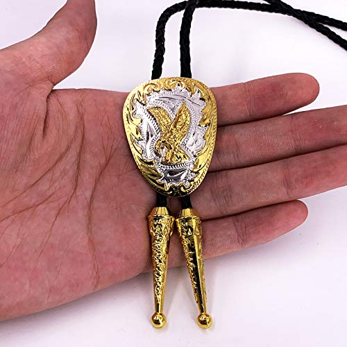 XGALBLA Bolo Tie with Golden Flying Eagle American Western Cowboy Necktie for Men - Thumbnail 5