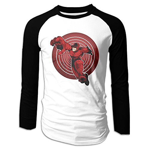 Creamfly Mens Daredevil Long Sleeve Raglan Baseball Tshirt XL