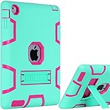iPad 4 Case,iPad 2 Case,iPad 3 Case,BENTOBEN Kickstand Hybrid 3 In 1 Shockproof High Impact Resistant Heavy Duty Rugged Full Body Protective Case for iPad 2 3 4 Retina, Mint Green & Rose Red