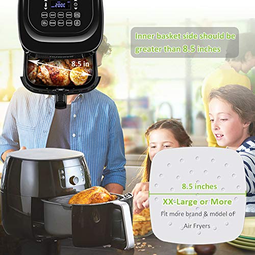Besego Air Fryer Liners - 8.5 Inches, 100 pcs Perforated Parchment Paper Compatible with Philips, Cozyna, Secura, NuWave Brio, Chefman, GoWISE USA, BLACK+DECKER, COSORI and More Air fryers