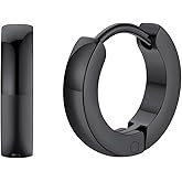 FaithHeart Stainless Steel Black/Silver/Gold Hoop Earrings for Men - Hypoallergenic Small Huggie Hoop Earrings Lightweight Sleeper Earrings Waterproof Cartilage Piercing Jewelry Gift 7-16mm