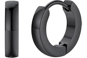 FaithHeart Stainless Steel Black/Silver/Gold Hoop Earrings for Men - Hypoallergenic Small Huggie Hoop Earrings Lightweight Sleeper Earrings Waterproof Cartilage Piercing Jewelry Gift 7-16mm