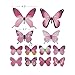 48 PCS Removable 3D Butterfly Wall Stickers Decals DIY Wall Art Decor Home Wall Decoration Sticker Mural for Kids Girls Children Bedroom Living Room Background Nursery (Pink)