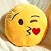 KISS FACE Emoji Pillow Smiley Emoticon Yellow Round Cushion Stuffed Plush Soft Toy(Poop,Pinkpoop,Monkey,Money Mouth,Cat,Heart Eye,Laugh to Tear,Smirking,Throwing Kiss,Tongue,Devil,Nerd) by GEN