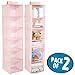 mDesign Fabric Hanging Organizer - Over Closet Rod Storage with 6 Shelves for Baby Nursery Bedroom Organization - Hold Clothes, Linens, Toys, Accessories - 2 Pack, Pink/White Polka Dot