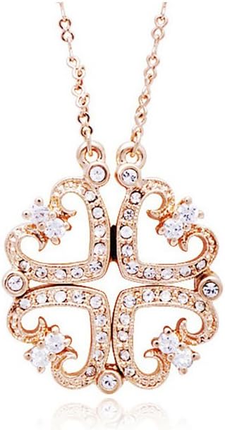 2-in-1 Style 18K Rose Gold Plated Austrian Crystal Necklace Pendant with 18" Chain