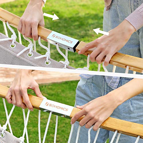 SONGMICS Hängematte für 2 Personen, gepolstert, Outdoor Hängematte mit trennbaren Bambusstangen, Camping-Hängematte mit… – Bild 6