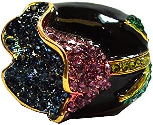 Shimmering Multi-Tone 3-D Rose Coctail Ring on Black Colored Metal: JGS194(6)-GN