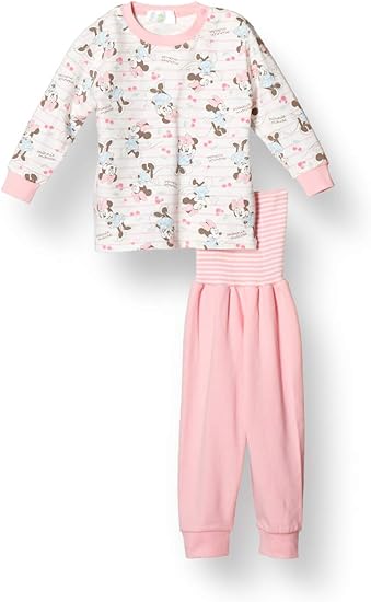 Amazon Co Jp ディズニー パジャマセット ディズニー ミッキー ミニー ストレッチ ミニ裏毛 腹巻付き パジャマ 女の子 ピンク 80 服 ファッション小物