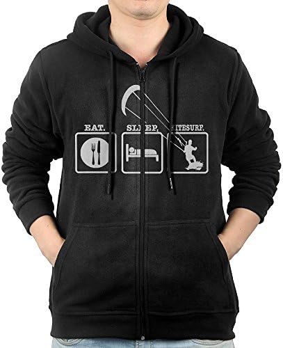 Eat Sleep Kitesurfing Sweater Shirt Zipper Jacket Sun Long Pullover For Mens Fit Gym Black Small