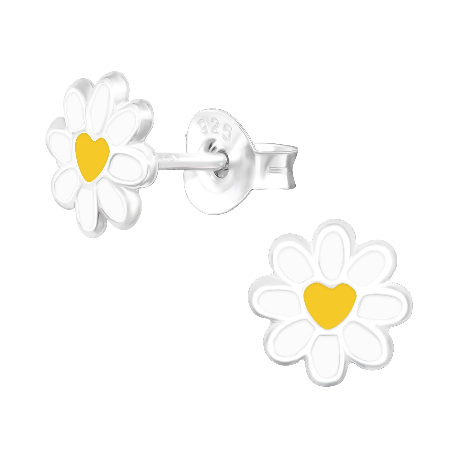 925 Sterling Silver Lightweight Hollow-Back White Daisy Flower Stud Earrings for Women & Girls – Everyday Jewellery Jewellery Gift Boxed