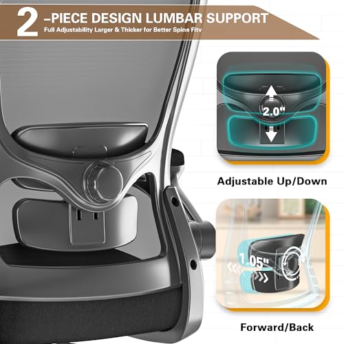 Zeonsit Ergonomic Office Chair - High Back Desk Chair with Adjustable Lumbar Support, Breathable Mesh Back, 330LBS Capacity, Easy Assembly, for Home Office Executive Computer Task (Solid-Black)