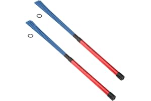 FIOZINX 2Pcs Jazz Drum Brushes Sticks Drum Percussion Brushes Stick with Aluminum Handles for Cajon Jazz Drummer Playing Music Lover