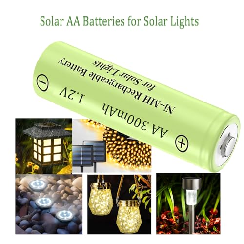 12 Packs 1.2V AA 300mAh Ni-MH Rechargeable Batteries for Solar Lights (AA Size)