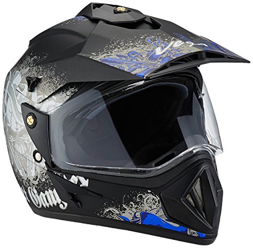 Vega Off Road Gangster ORDVDBR11 Helmet (Dull Black and Blue, M)